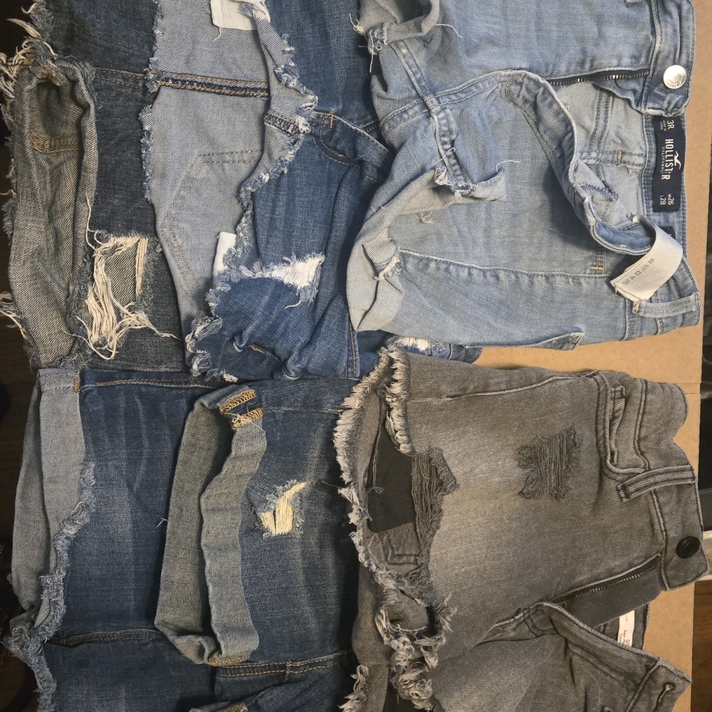 Womens Distressed Denim Jean Shorts - Light & Medium Blue And Black One Skirt